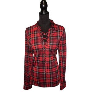PLAID LACE-UP SHIRT